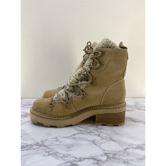 Calvin Klein Alaina Faux Shearling Boot in Light Natural Suede sz 8 - Picture 8 of 10